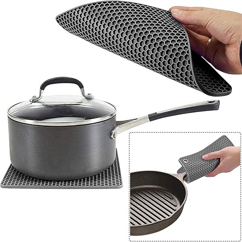 Miniatura 6 de Alfombrillas de silicona para ollas y sartenes calientes resistentes al calor, para mesas, encimeras, reposarcucharas y posavasos grandes, 4