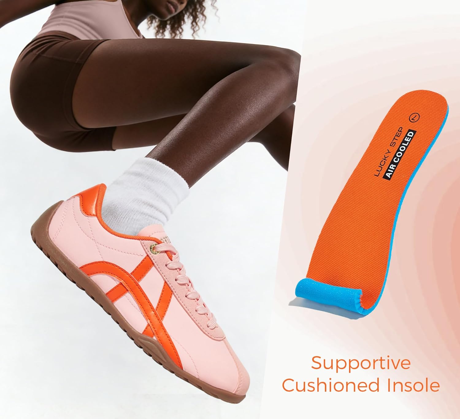 LUCKY STEP Women's Casual Walking Shoes Thin Sole Trendy Stylish Trainer Lightweight Footwear Suede Fashion Sneaker - Image 7