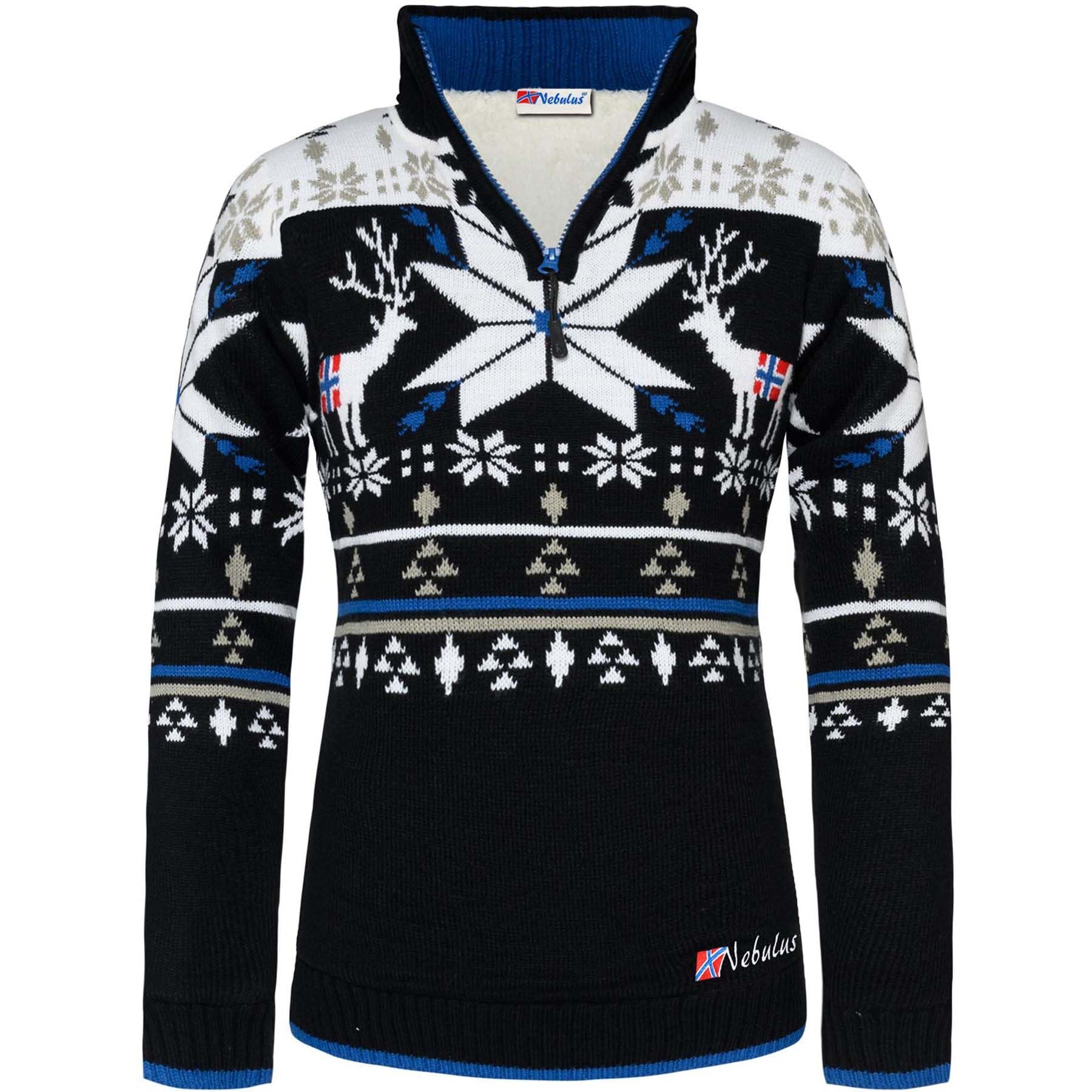 Nebulus Jersey de punto con pelo Fria para mujer, color negro y blanco, talla XL (42)