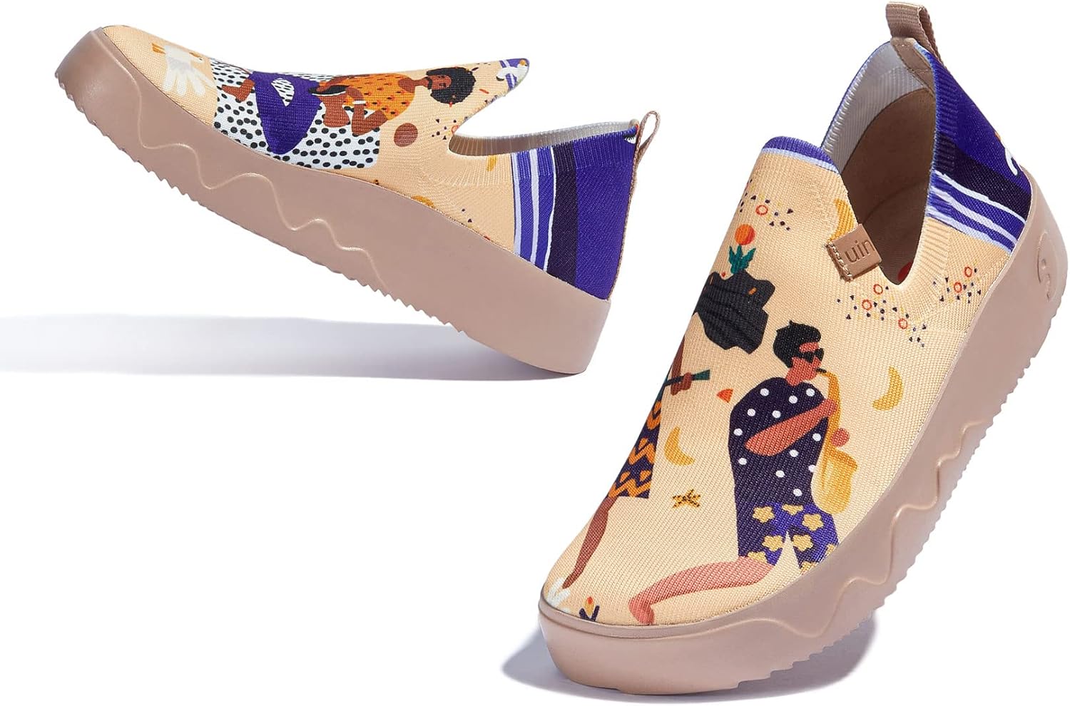 UIN Platform Slip On Shoes for Women Knit Fashion Painted Lightweight Comfortable Casual Fall Shoes Outdoor Travel Work Comfort Women's Sneakers - Image 5