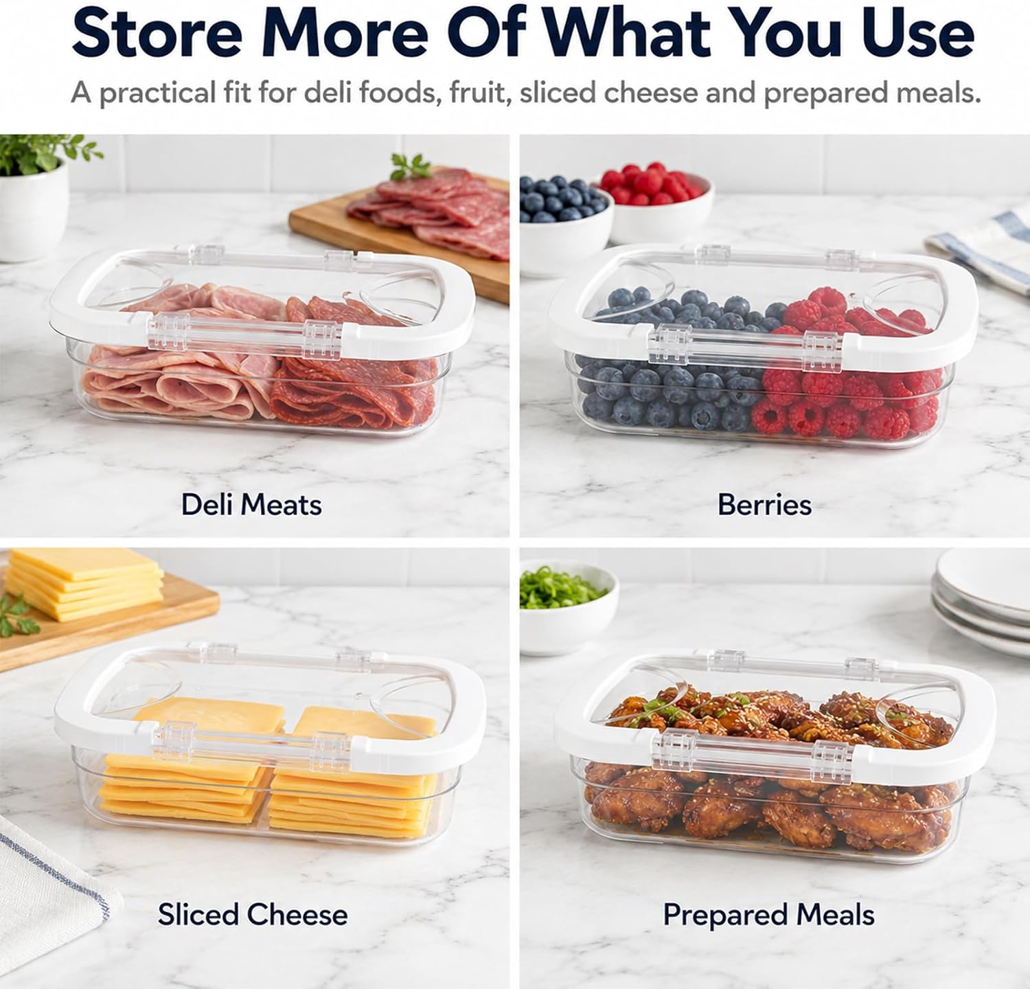 3 Pack Deli Meat Container for Fridge, Stackable Refrigerator Organizer