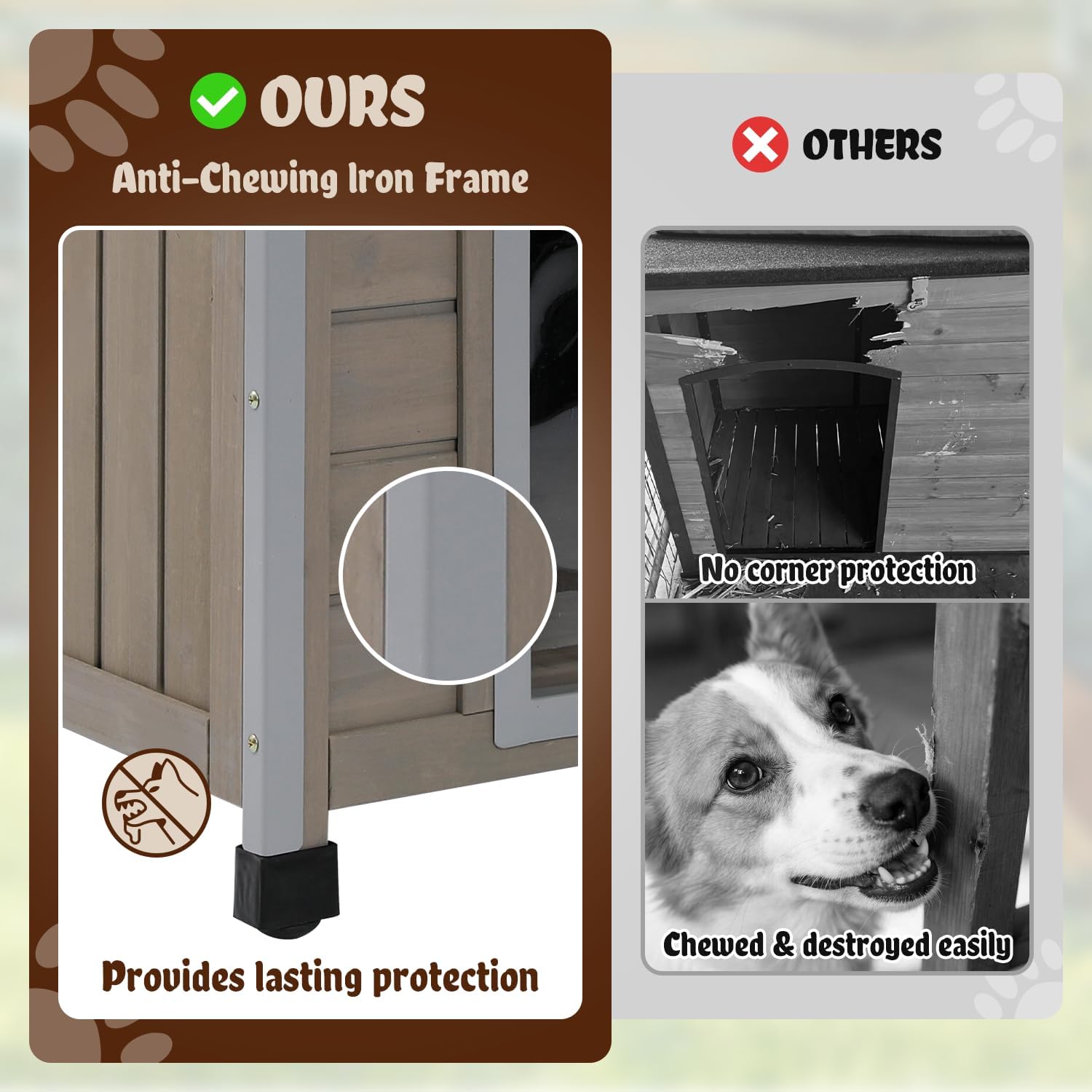 Ketive Dog House Outdoor Weatherproof,Wooden DogHouses for Medium Small Dogs, Indoor & Outdoor with Anti-Chewing Iron Frame, Ventilated Window, Easy Assemble, 26" L x 32" W x32 H