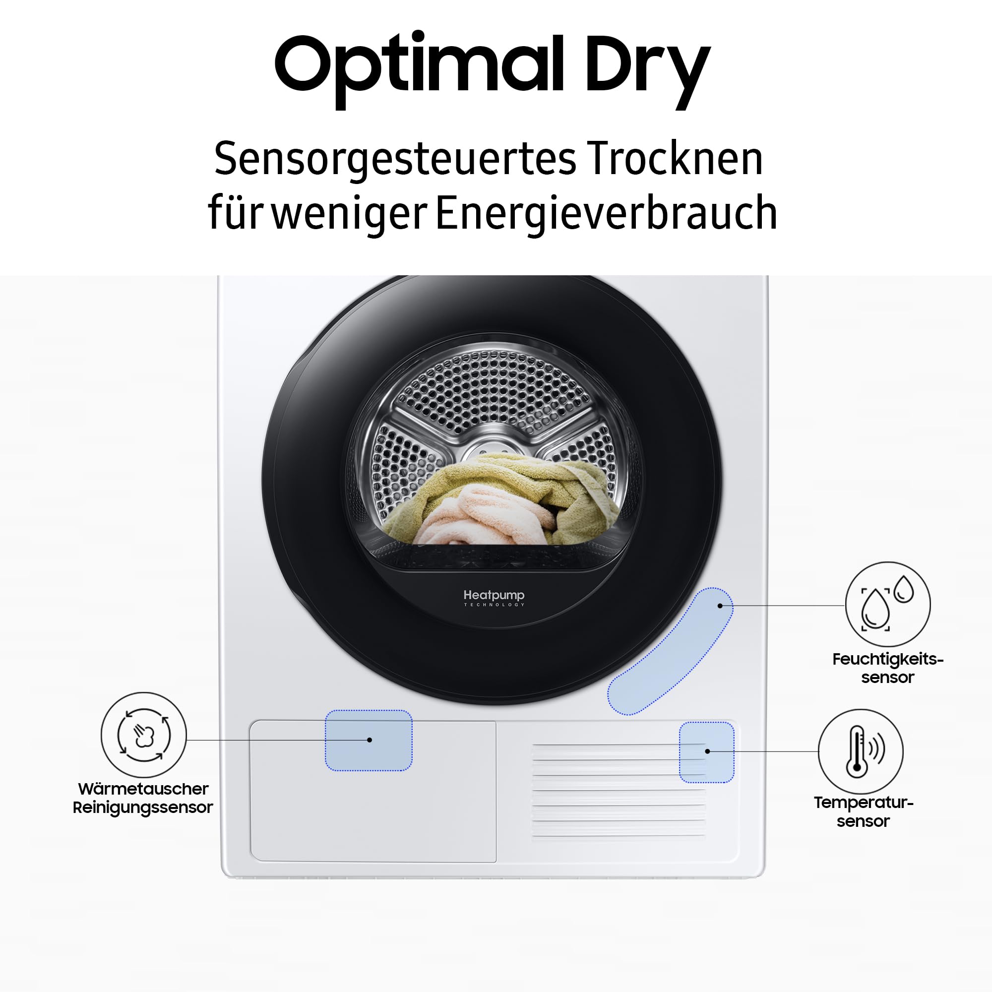 Samsung DV8GT5220AW/S2 Sèche-linge pompe à chaleur 8 kg Contrôle simple avec WiFi et Auto Cycle Link, Moteur Inverter numérique, Anti-plis et Confort 2 en 1 Filtre Blanc