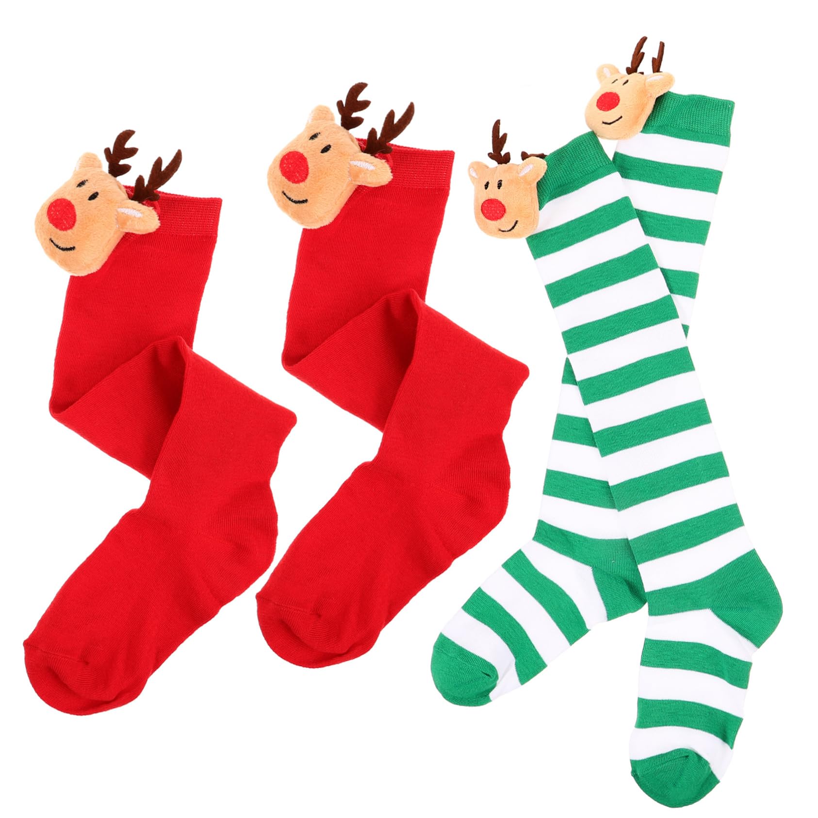 Cabilock 8paare Weihnachtsstrümpfe Lustige Cartoon-socken Für Feiertage Geschenkidee Für Junge Mädchen Rentier- Gemütliche Und Strapazierfähige Designs Für Festliche Anlässe