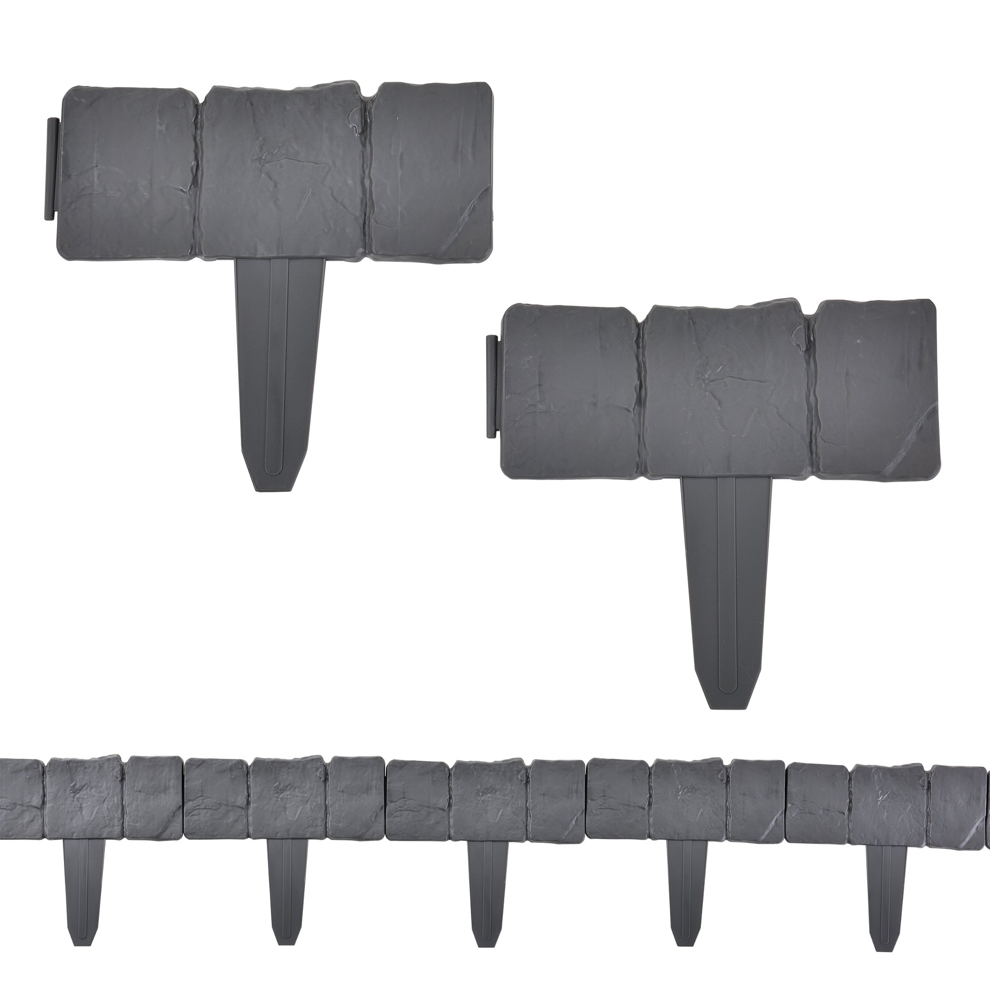 LZQ Bordo per aiuole, rotondo, in plastica, 50 m, con 50 elementi da 100 cm, colore: marrone