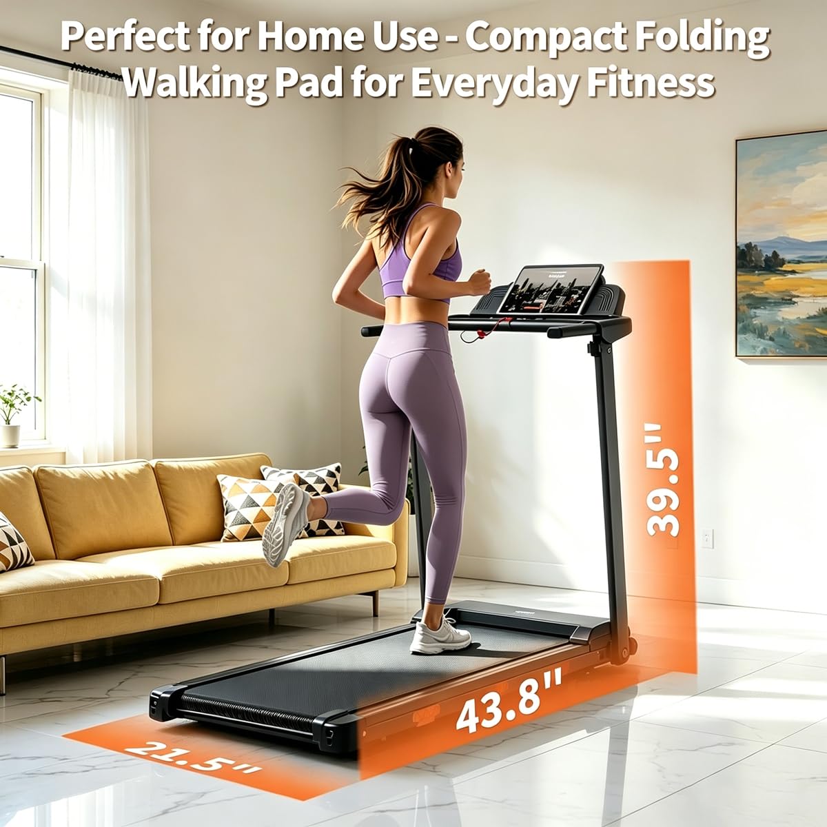 Tapis Roulant Salvaspazio con Inclinazione 15%, Tapis Roulant Elettrico 12KM/H, Pieghevole da Casa con Motore da 3.0 HP e Display LED, Carico Massimo 159KG