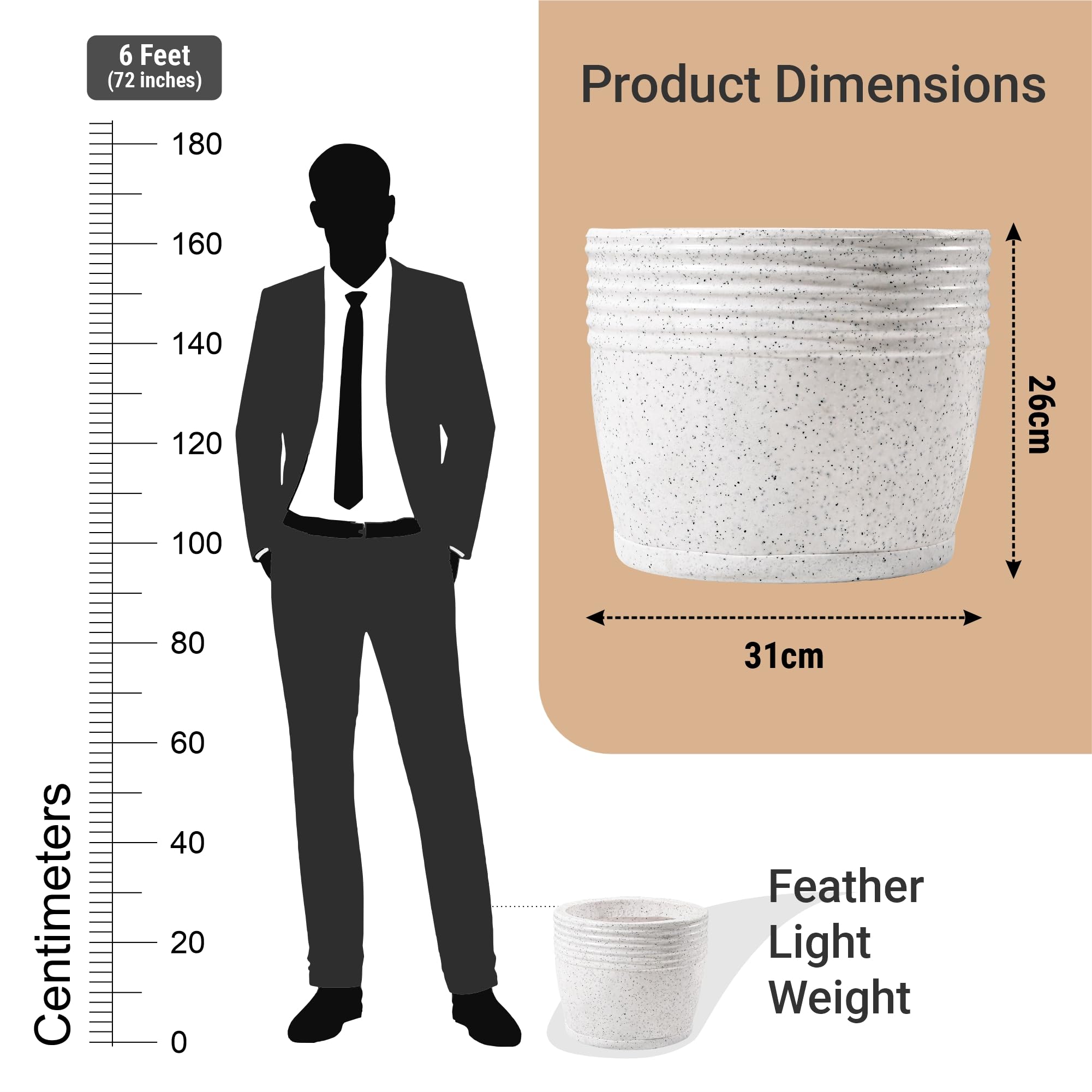 Big Size Flower Pots - 2 Pack, German Polymer -3 Big Size Flower Pots - 2 Pack, German Polymer -3