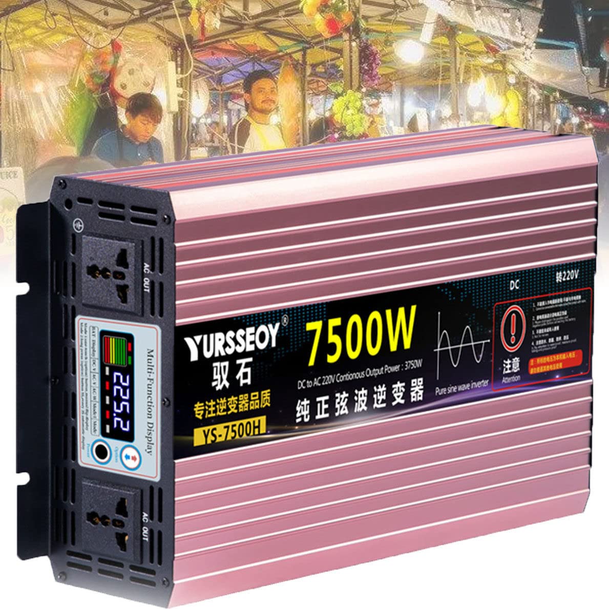 3500W/4000W/4500W/5500W/6500W/7500W/8500W/10000W przetwornica czystej fali sinusoidalnej 12V/24V/48V/60V do 230V 240V przetwornica samochodowa przetwornica napięcia z wyświetlaczem,7500W-12V
