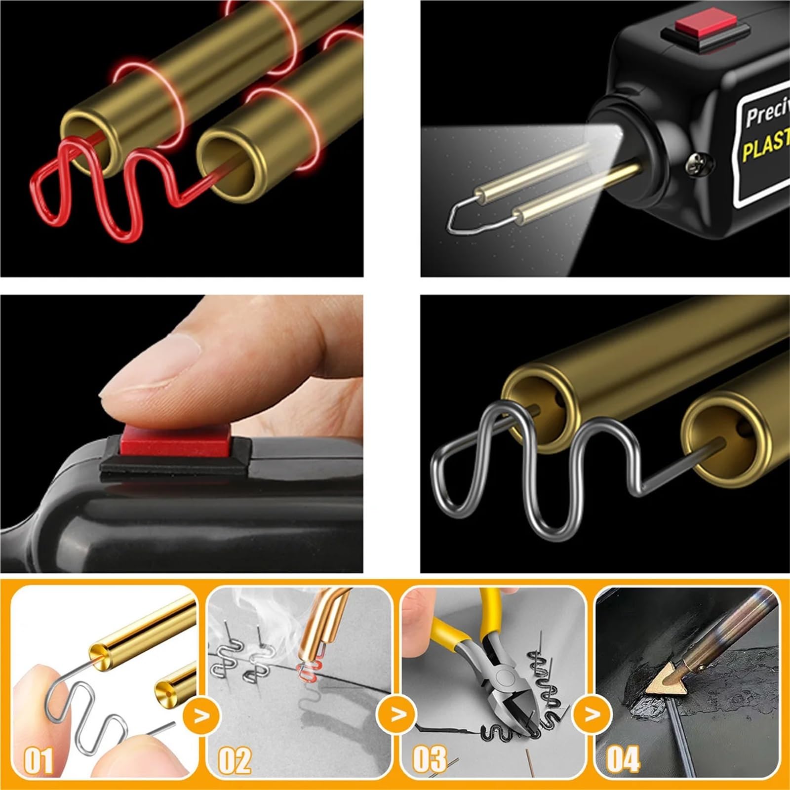 Grapadora caliente 200/1000 piezas, herramienta reparación plástico para reparar grietas en parachoques coche. Soldadores