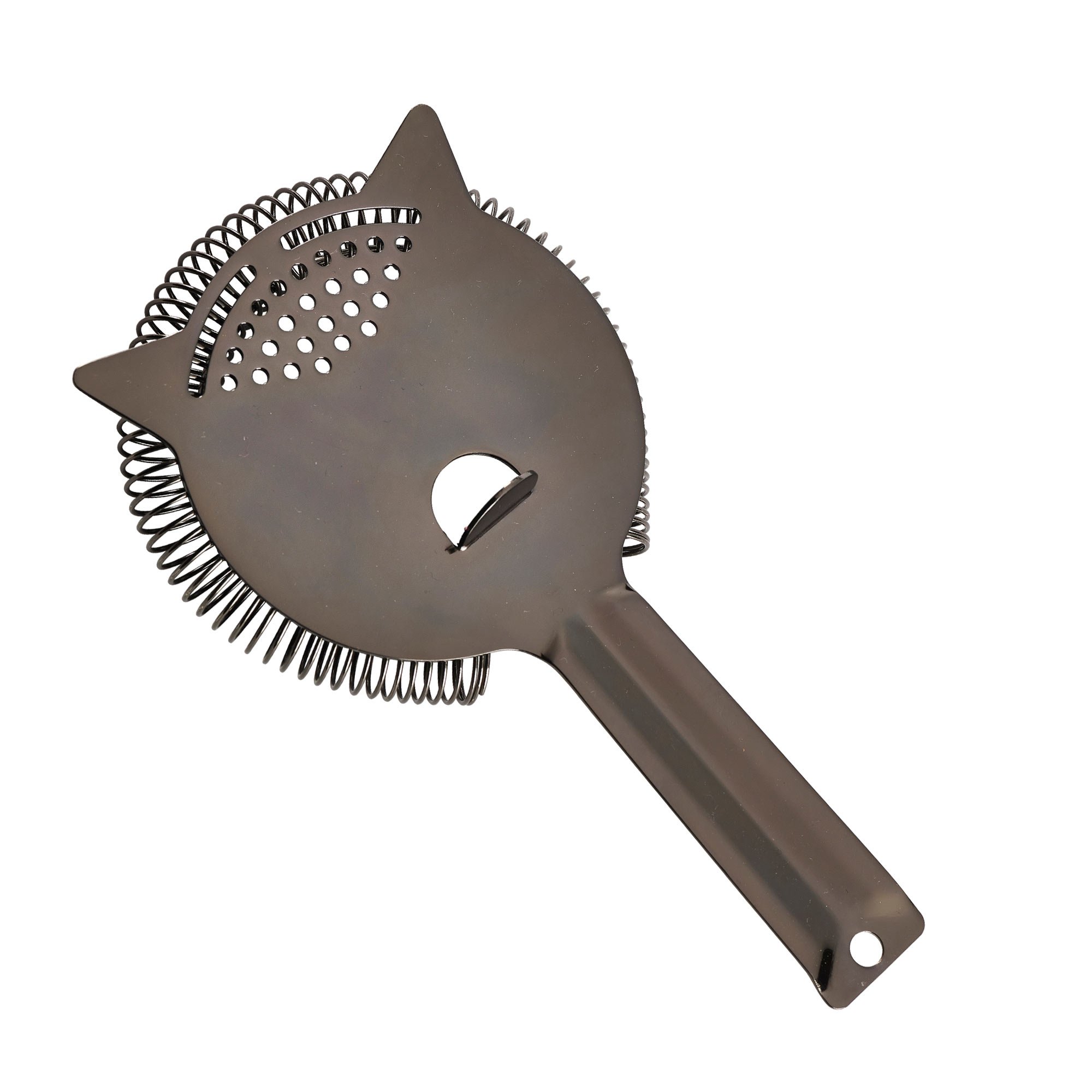 Genware Gun Metal Black Premium Hawthorne Strainer - Single - Cocktail Strainers, Sprung Strainers