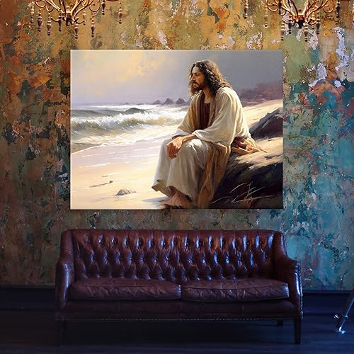 Vista 89 de Sense Canvas Jesús 1 - Lienzo decorativo para decoración del hogar, póster de pared XL, 48 x 36 / 1.5 pulgadas Jesús 1,Jesús 17,Jesús 18,Jesús
