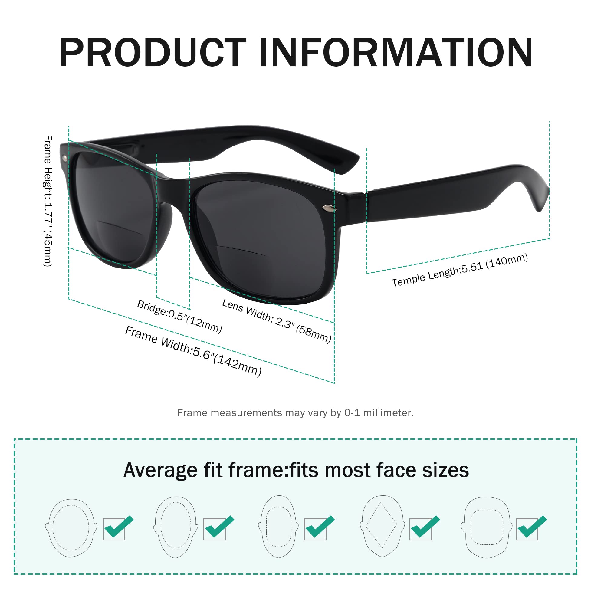 Eyekepper Classic Bifocal Sunshine Readers Bifocal Sunglasses Grey +3.00, 093 Grey Lens - Image 3