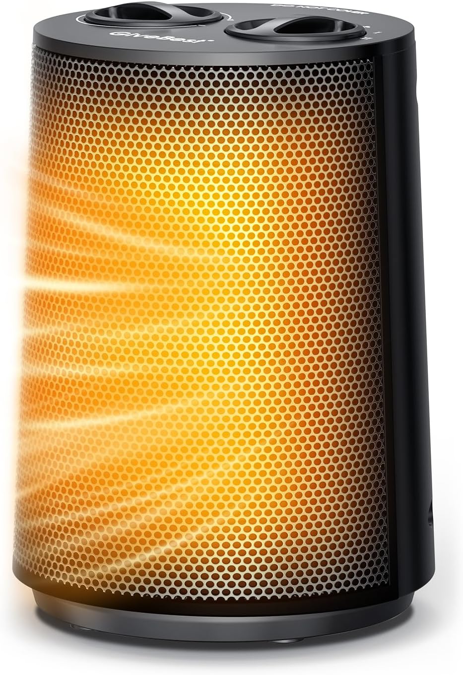 GiveBest Space Heater, 1500W Portable Heaters for Indoor Use, PTC Ceramic Heater with Heating and Fan Modes, Overheat & Tip-Over Protection, Ideal for Bedroom, Office & Desk Use, Black