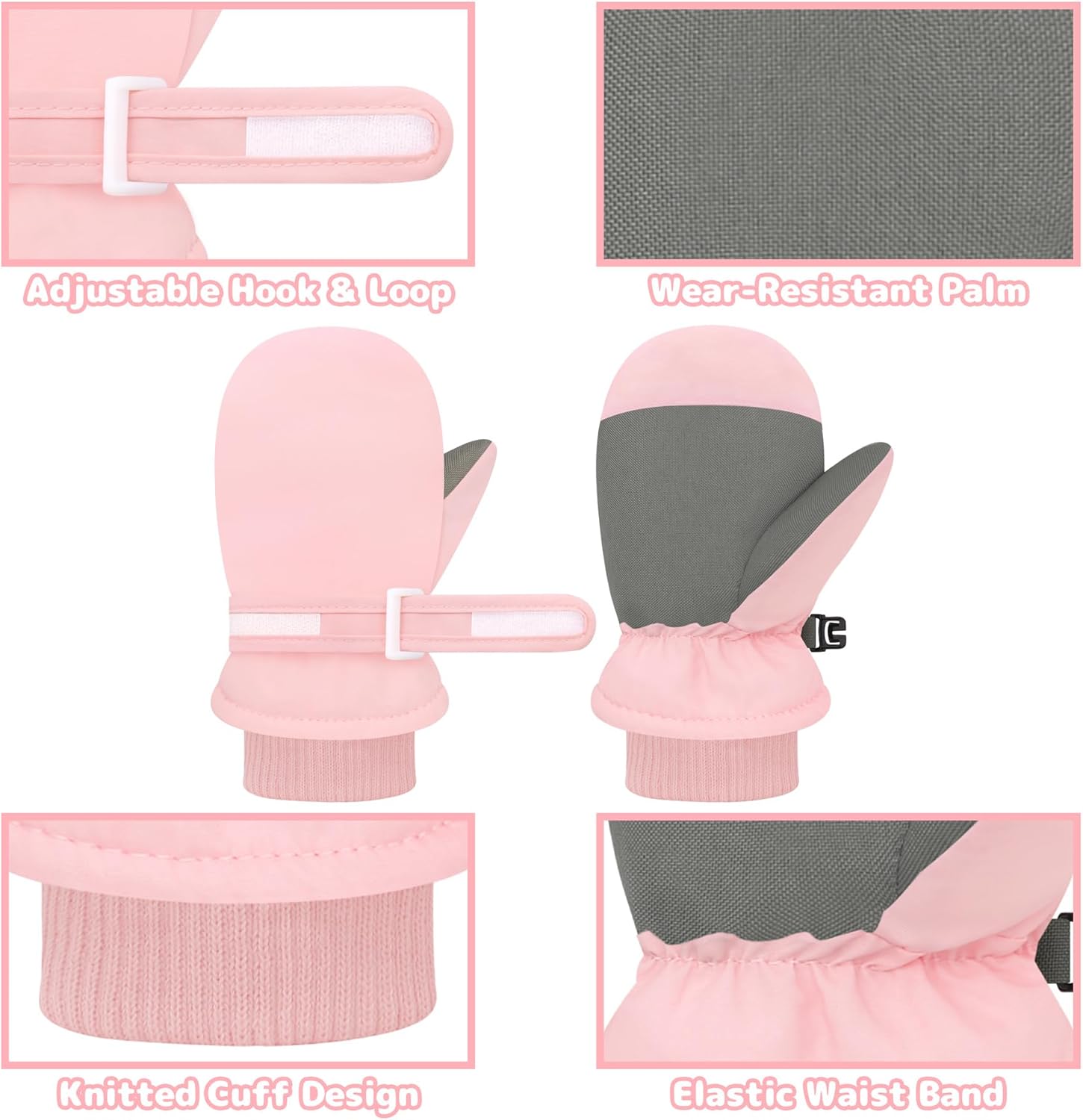 Olreco Baby Toddler Mittens Waterproof Toddler Snow Gloves Infant Baby Mittens Winter Kids Ski Gloves for Boys Girls - Image 4