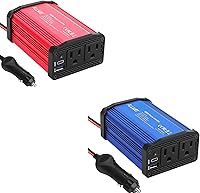 Vista 1 de ALLWEI Inversor de coche de 300 W con puerto USB 3.0 USB-C de 65 W - CC 12 V a 110 V (rojo y azul)