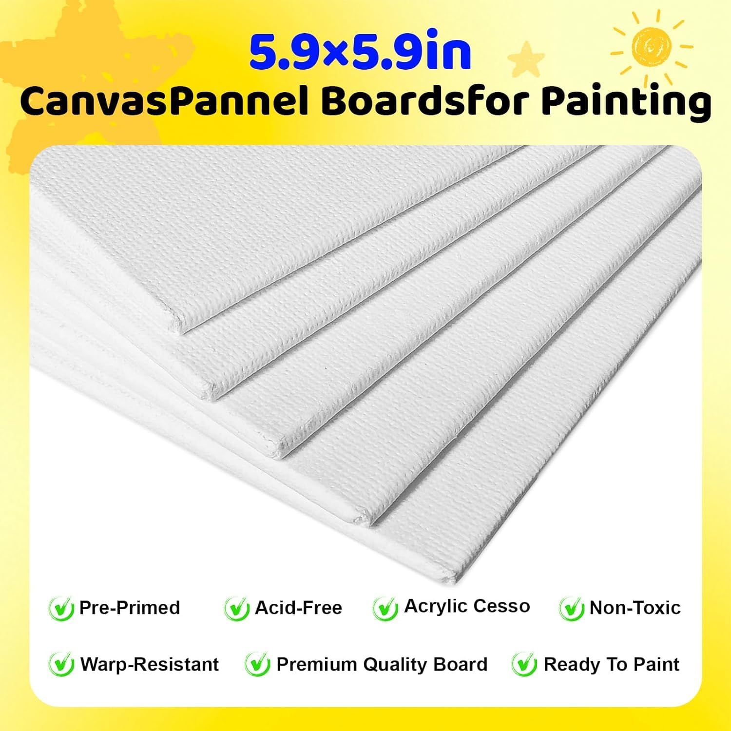 10 Set Mini Acrylic Paint Set, Mini Canvas Painting Kit, Small Canvas with Easel, Acrylic Paints,Brush, Minis Easel with Canvases for Kids Adults Classroom Birthday Painting Party (5.9 x 5.9Inch)