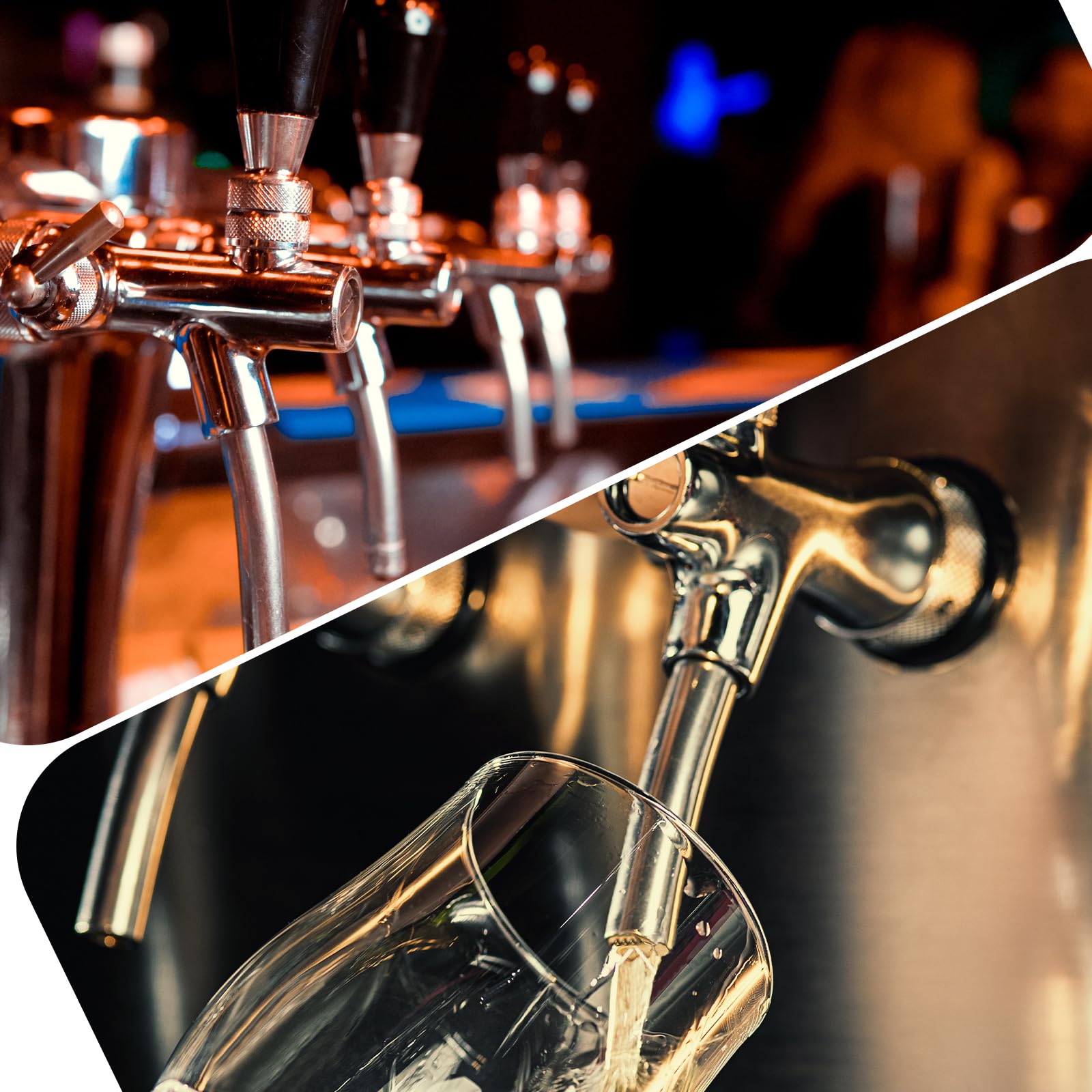 CPROSP Robinet de Bière G5/8 avec Vanne de Contrôle de Débit, Robinet à Bière Chromé, Tige Longue en Acier Inoxydable, Pour Maison, Bar, Restaurants Argenté