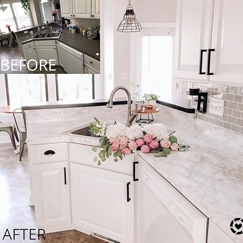 Miniatura 3 de EZ FAUX DECOR Rollo de vinilo autoadhesivo autoadhesivo para encimera de cocina, granito gris y blanco, extraíble, grueso, impermeable, no pinta, 36