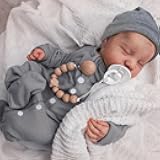 WOOROY Realistic Reborn Baby Dolls - 18 Inch Full Vinyl Body Lifelike Reborn Boy Doll Poseable Real Life Newborn Sleeping Silicone Baby Dolls Gift Toys with Accessories for Kids Age 3+