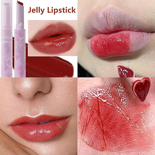 Miniatura 7 de Lápiz labial Heart Jelly, brillo de labios tintado en forma de corazón, tinte de labios hidratante de espejo, bálsamo derretido brillante tintado de