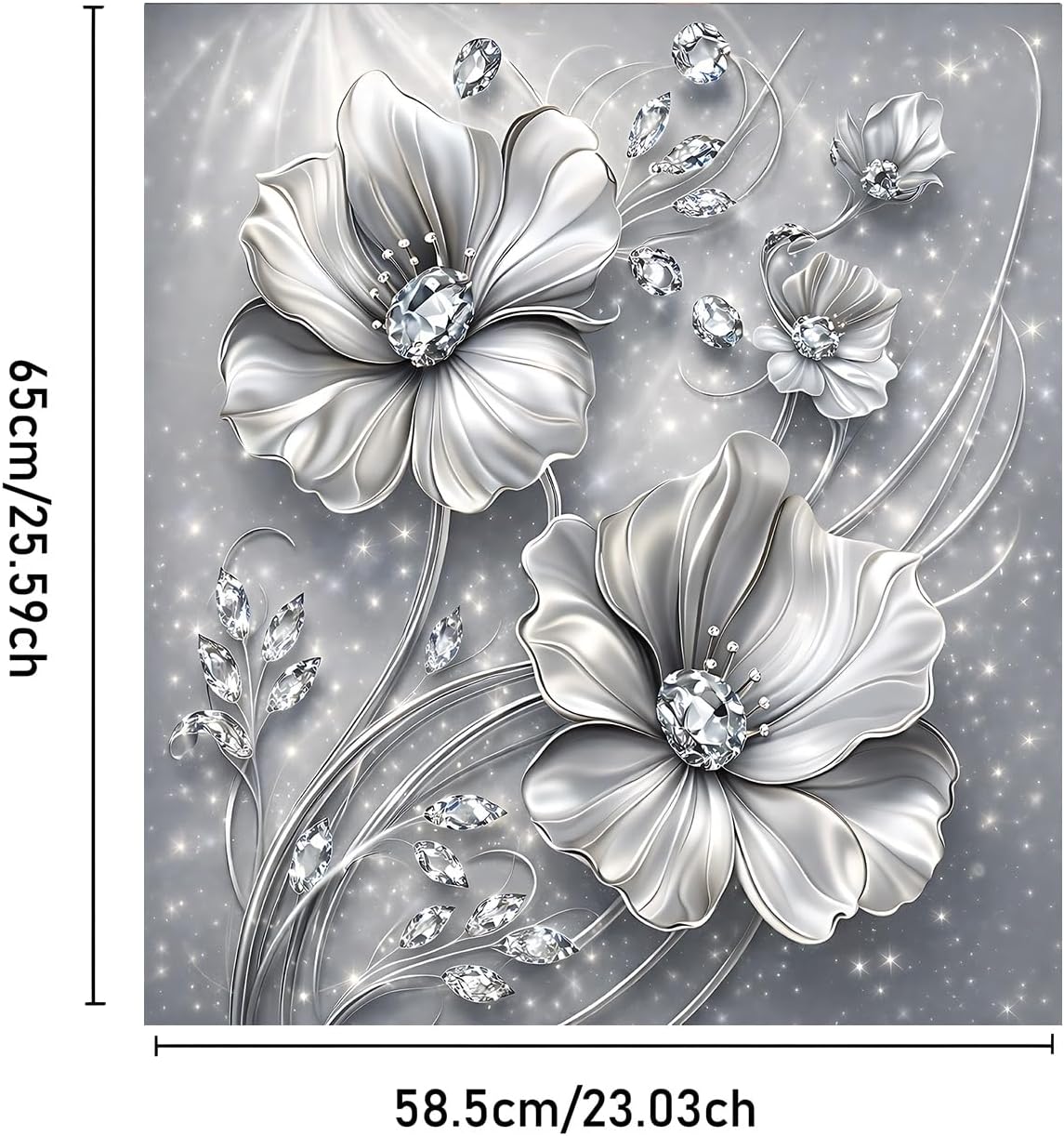 Dishwasher Magnet Cover, Dishwasher Magnetic Decoration, Embossed Flower-Themed Sticker, Dishwasher Refrigerator Protection Magnetic Kitchen Art Decoration 23x25.5 inches (Silver Embossed Flowers)