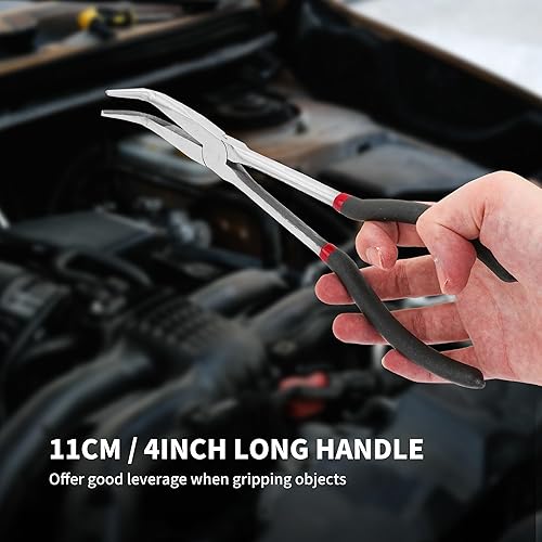 Miniatura 6 de Juego de alicates de punta de aguja de 11 pulgadas, juego de 5 alicates de largo alcance, alicates de punta de aguja recta, 25 grados, 45 grados,