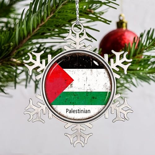 Miniatura 2 de LITTLEGROVE SEEDS Adornos de Navidad con bandera palestina 2023, adorno de copo de nieve para decoración de árbol de Navidad, decoración de árbol de