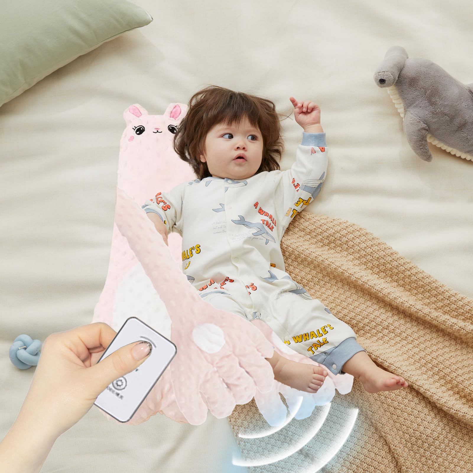 Smart Tapping Cuscino: Cuscino per dormire per bambini, peluche lenitivo per i bambini, dispositivo elettronico per dormire, rilassante, con giocattolo touch, compagno notturno per Apa