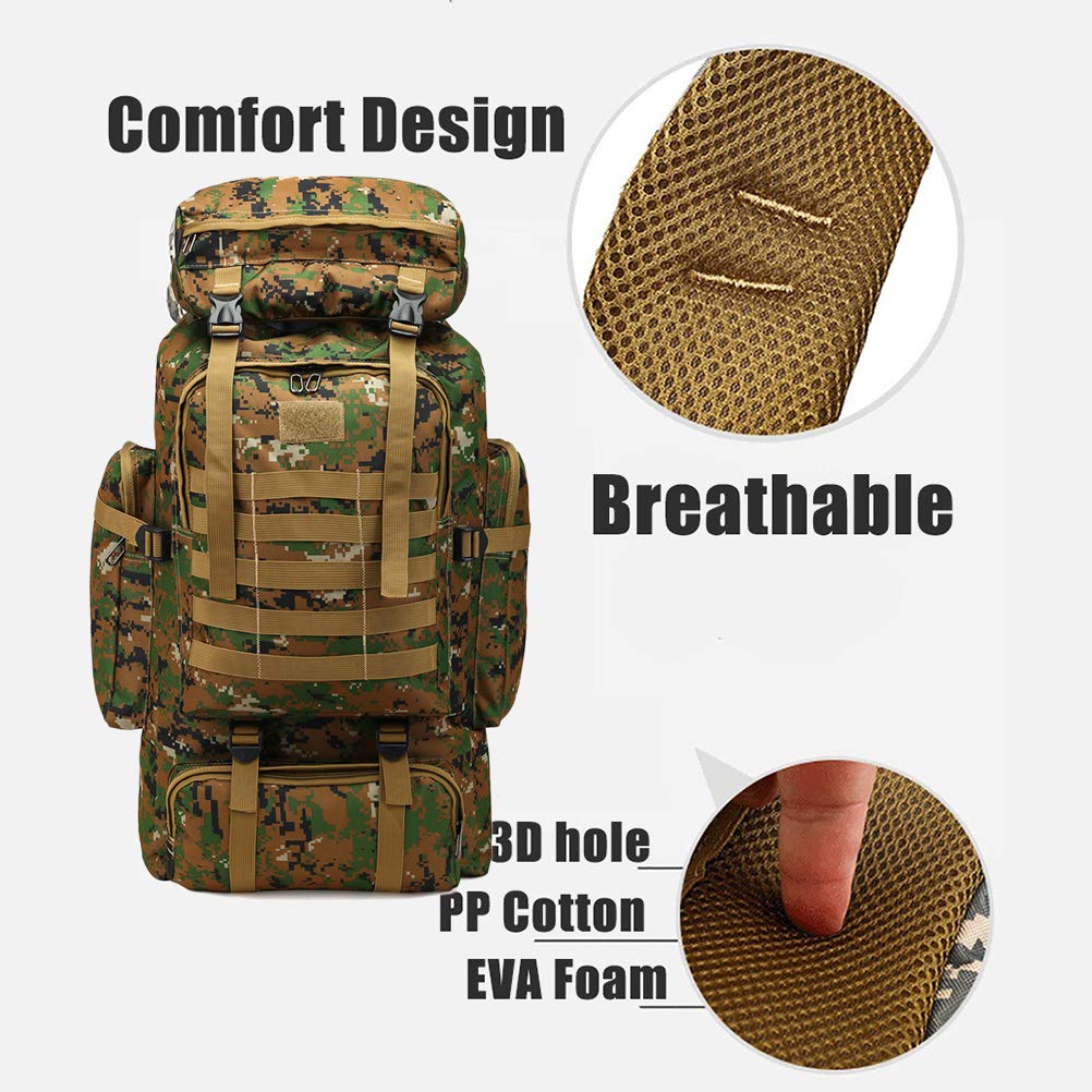80L Wasserdichter Rucksack für Klettern Wandern Camouflage, große Kapazität für Camping, Bergsteigen, Outdoor-Sportarten