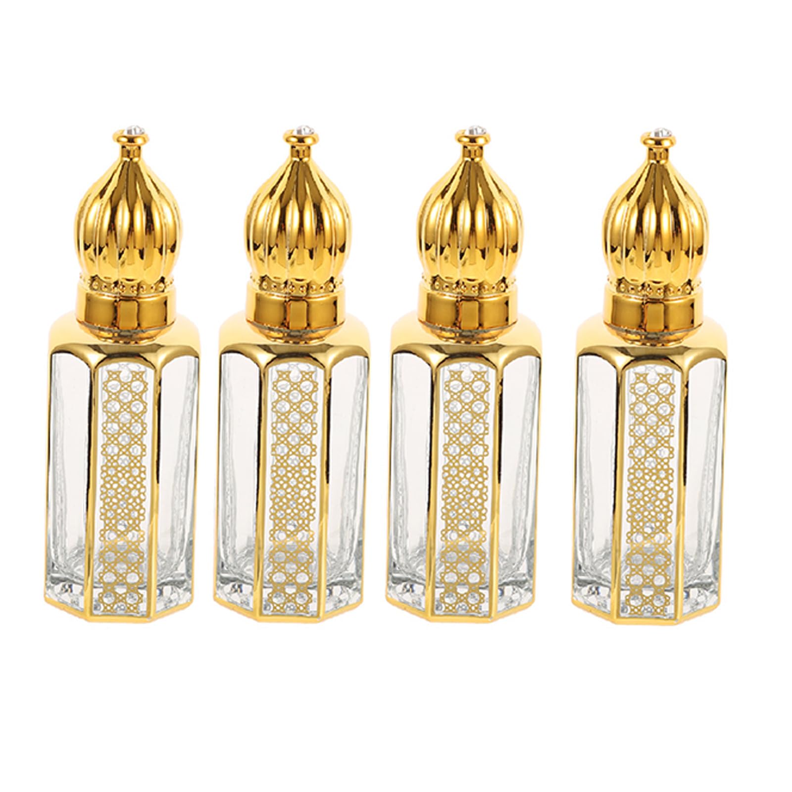 Gatuida 4pcs Vintage Arabic Perfume Bottle 3 ml Crystal Empty Bottles - Essential Oil Vials Container For Liquid Cosmetic Skincare