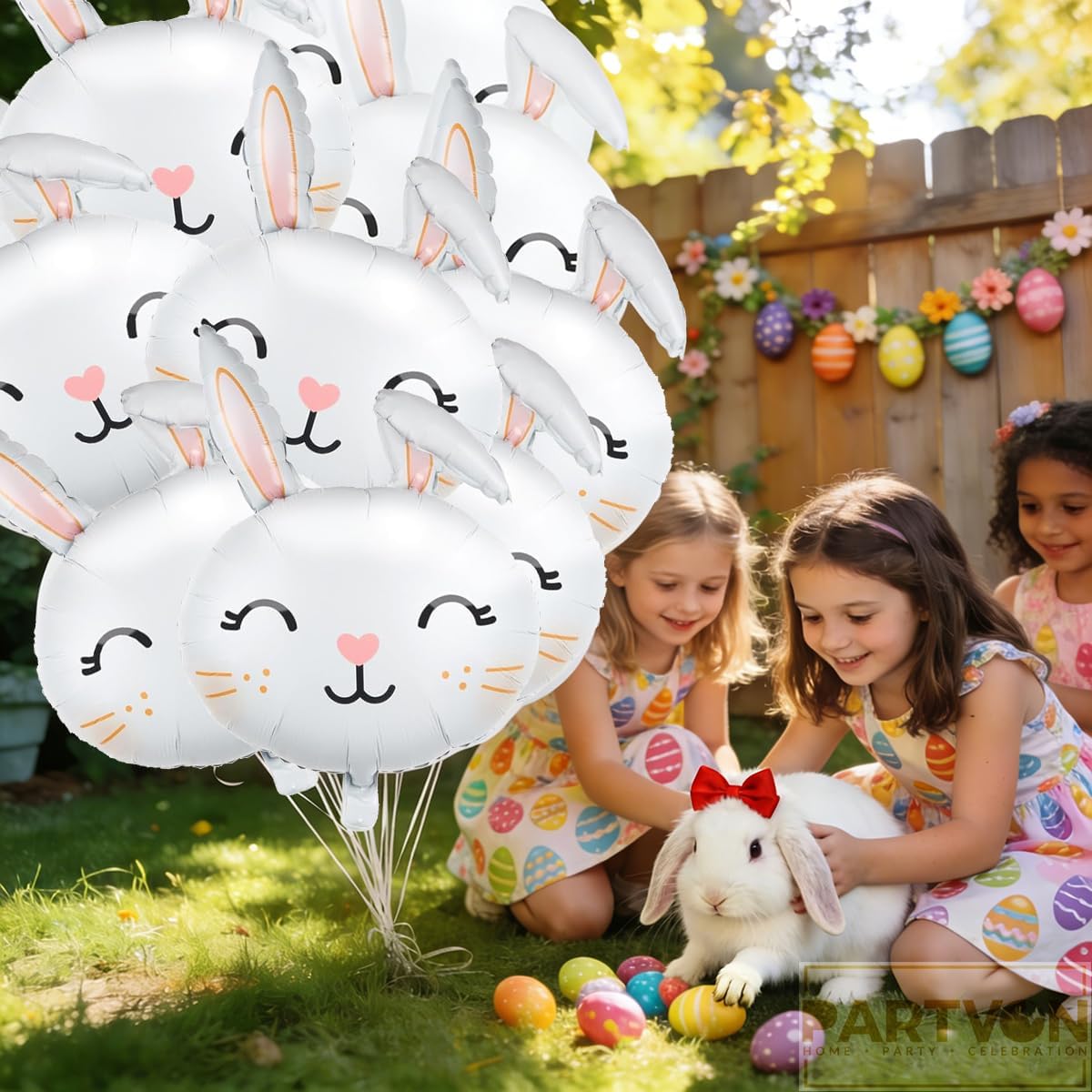 12 PCS Easter Bunny Balloons Rabbit Foil Balloons for Spring Birthday Party Baby Shower Easter Themed Party Decorations (Bunny)