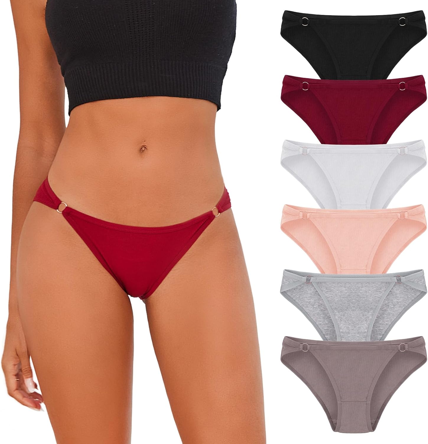 XI LIU Cotton Underwear for Women Soft Stretch Women's Cotton Bikini Panties 6 Pack