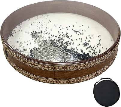 Ocean Drum, 18 Wave Drum Simulates Ocean Wave Sounds, Relaxation Sound Healing Instrument Ideal For Yoga Meditation, Goatskin & Transparent Polyester Drumhead
