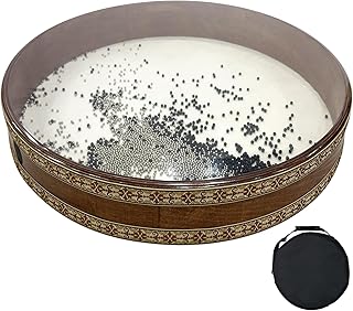 Ocean Drum, 18’’ Wave Drum Simulates Ocean Wave Sounds, Relaxation Sound Healing Instrument Ideal For Yoga Meditation, Goatskin & Transparent Polyester Drumhead