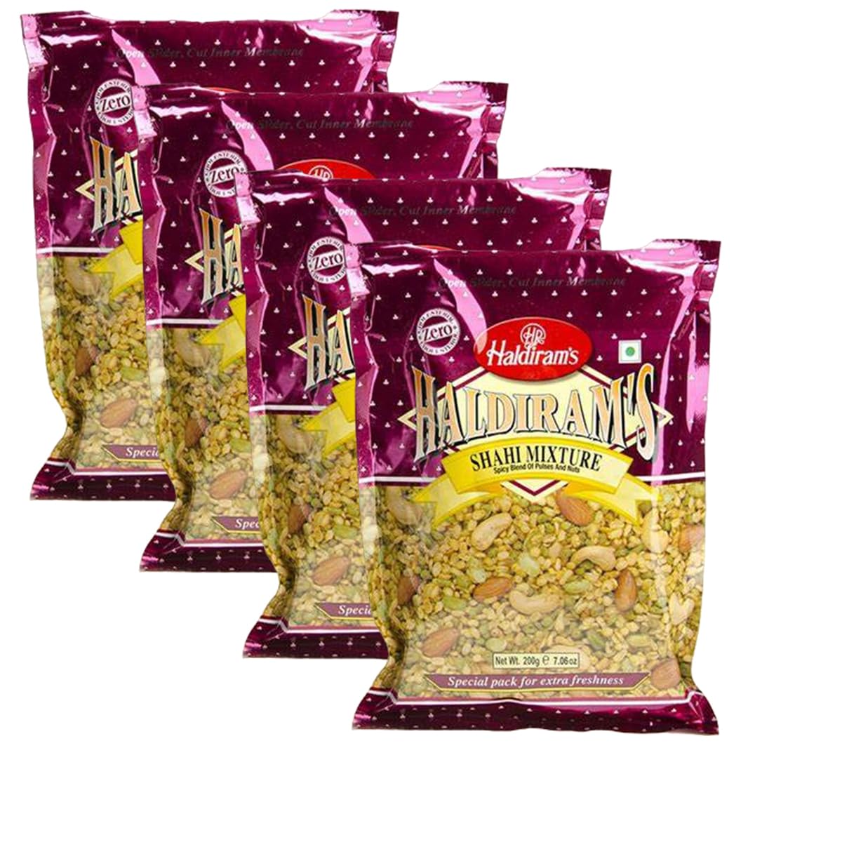 Haldiram’s Savory Snacks – Easy to Carry Anywhere – Crispy, Crunchy & Spicy – Delicious Indian Namkeen Snacks – Made With Authentic Taste – Enjoy At Tea Time (Haldiram Shahi Mixture, Pack of 4)