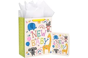WRAPAHOLIC 13" Large Boy Baby Gift Bag with Card and Tissue Paper