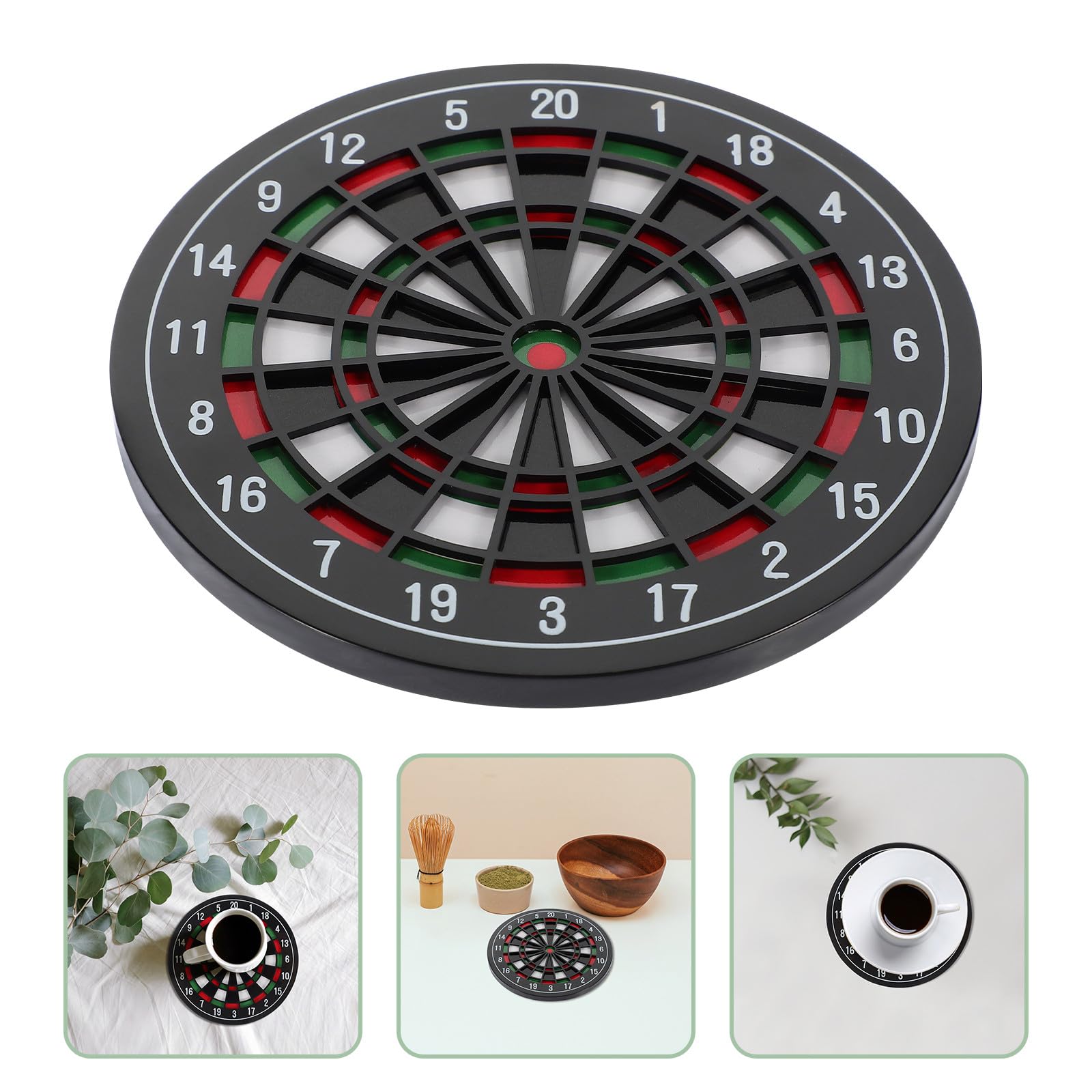 GALPADA Posavasos Antideslizantes de Abs para Taza, Paquete de 12 Piezas, Diseño Negro para Protección de Mesa y Decoración Hogar