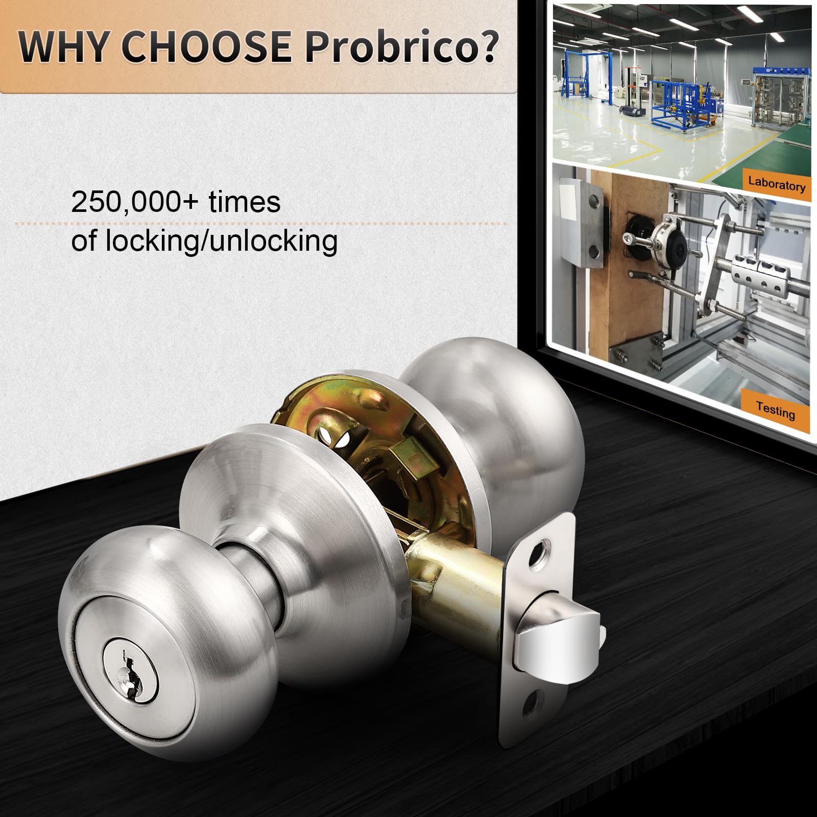 Probrico Entry Door Knobs - Keyed Locks, 3 Pack -5 Probrico Entry Door Knobs - Keyed Locks, 3 Pack -5
