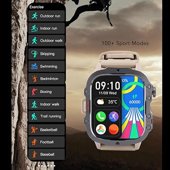 Smart Watch, 1.96 HD Smartwatch for Men Women, Fitness Running Watch with High Fidelity Speaker, 100+ Sport Modes, Answer/Make Call, 30m Water Proof (Beige)