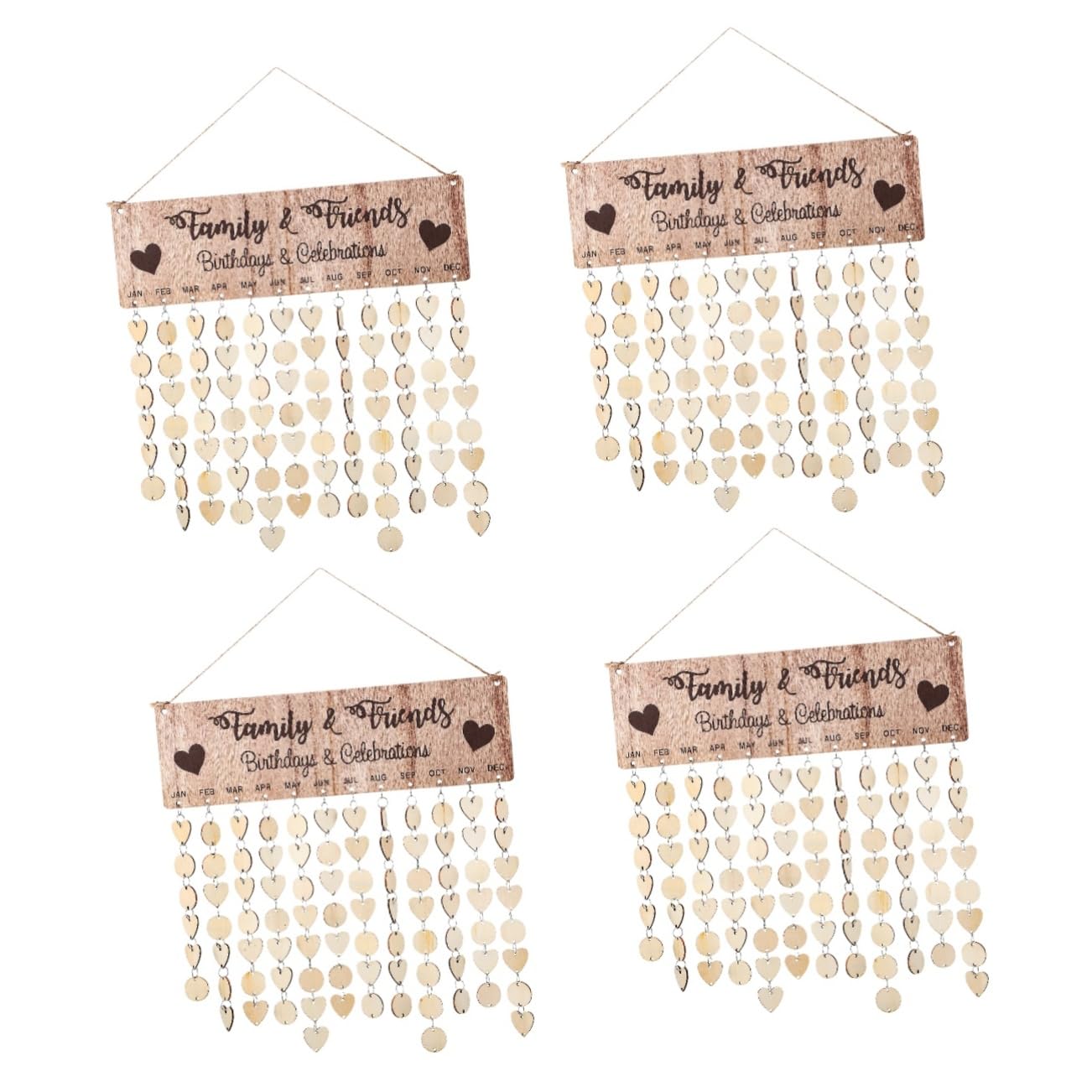 Operitacx 4 Sets Calendar Woodsy Decor Wall Hanging Birthday Reminder Plaque Hanging Wall Decor House Decor for Home Christmas Decor for Country Home Decor Home Décor Heart Decor