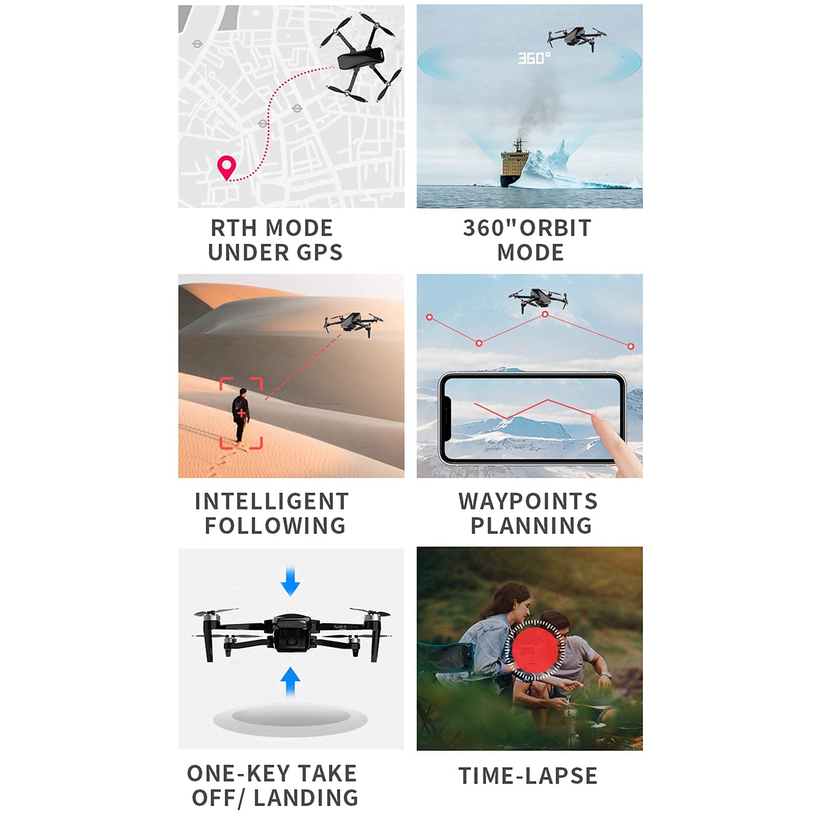 MDybf Drone con fotocamera GPS da 5 km con fotocamera gimbal 4K a 3 assi, droni professionali da 35 minuti con occhiali VR Drone quadricottero RC senza spazzole con fotocamera FPV WiFi da 5 km, 3