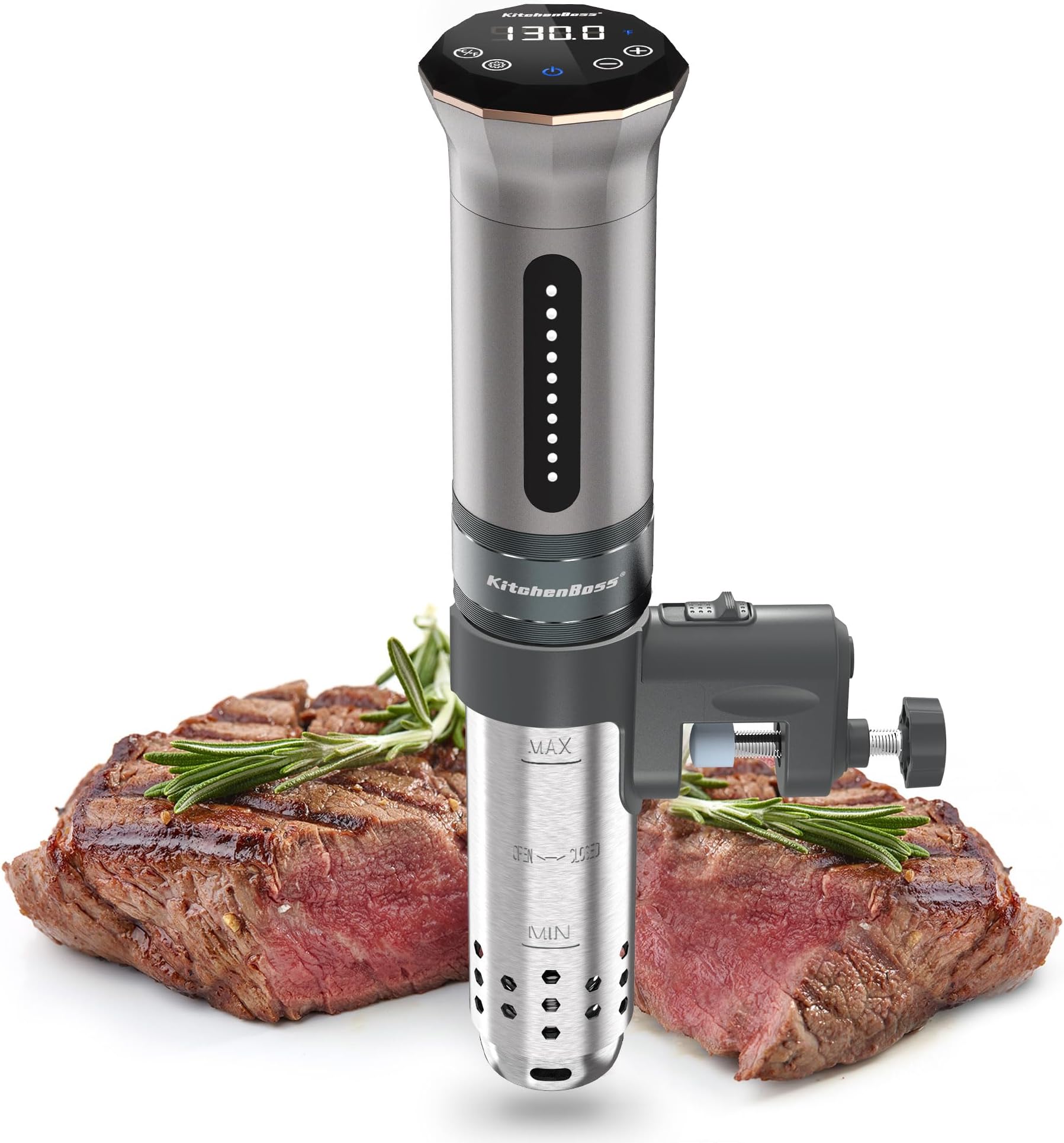 KitchenBoss Sous Vide Cooker Machine: Ultra-quiet 1100 Watt IPX7 Waterproof Water Thermal Immersion Circulator Accurate Temperature Control Digital Display Slow Cooking Sous-vide