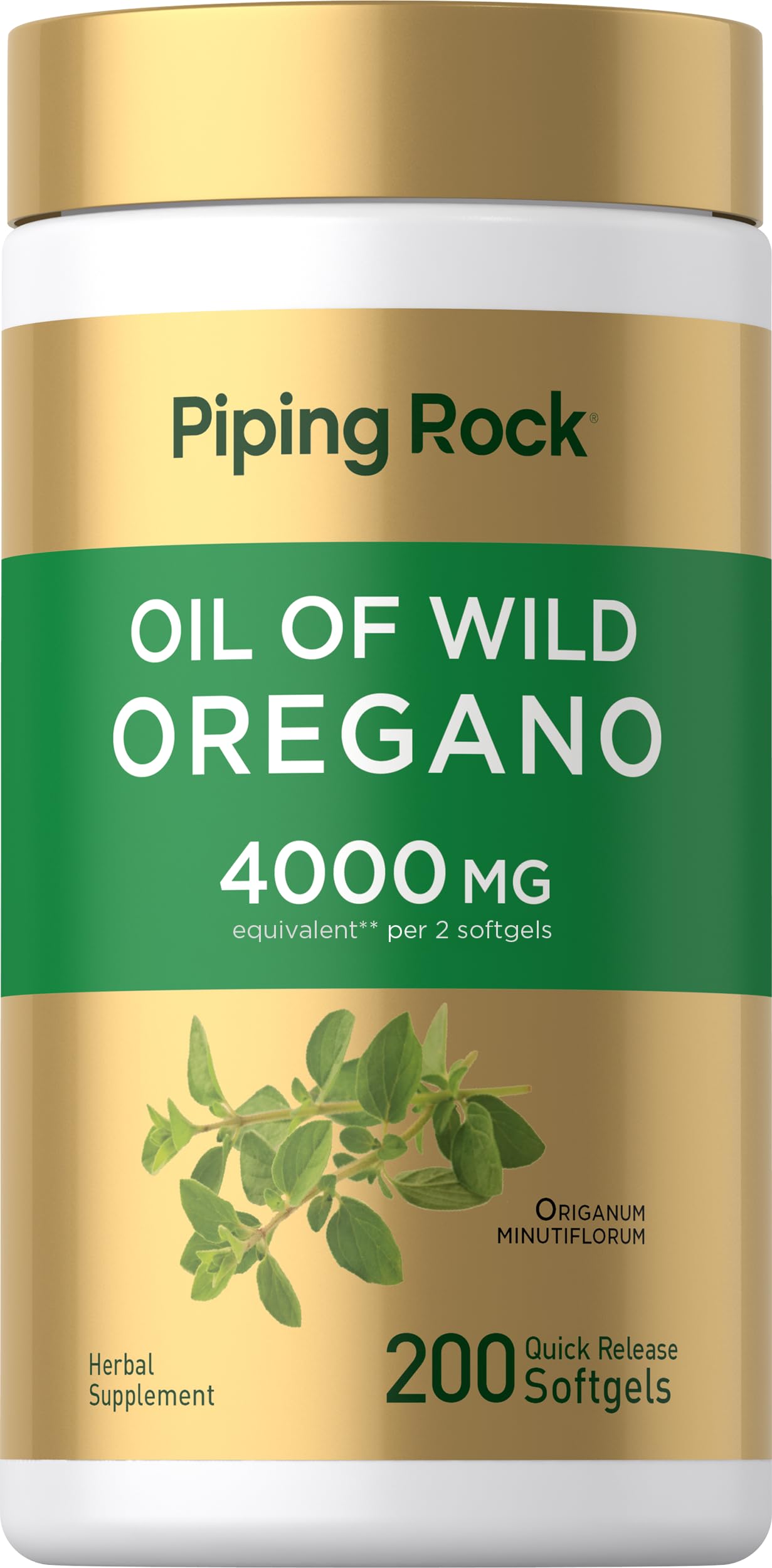 [BRSWIFDQAV4G2FLY] Piping Rock Oregano Oil Softgel Capsules | 200 Pills | Herbal Extract Supplement | Wild Harvested | Non-GMO, Gluten Free