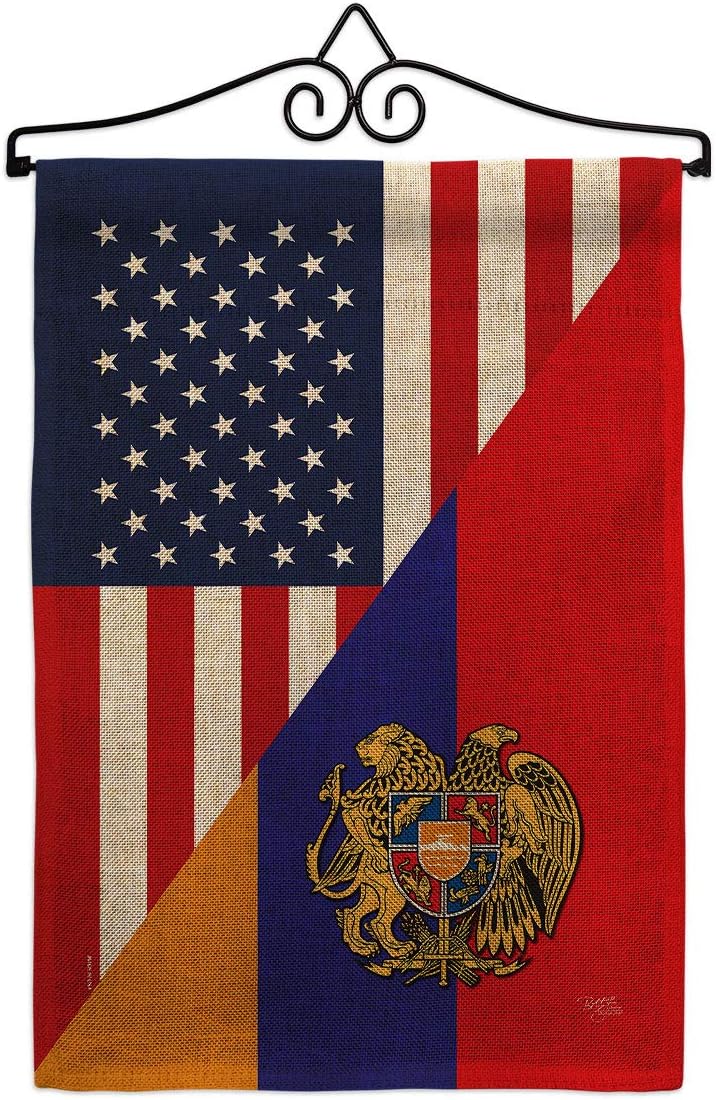 Armenia US Friendship Garden Flag Set Wall Holder Regional USA American Alliance World Country Particular Area Small Decorative Gift Yard House Banner Made In 13 X 18.5