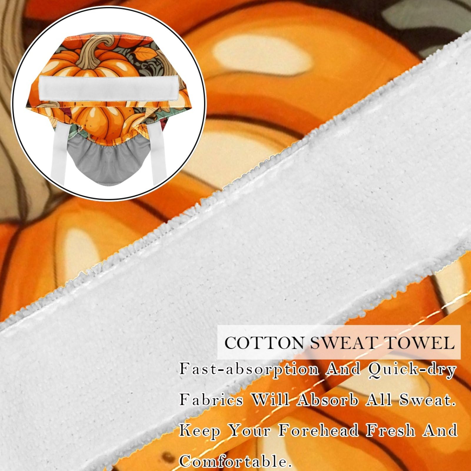 2Pcs Thanksgiving Pumpkin Scrub Caps Button Sweatband Adjustable Working Cap Surgical Cap Nurse Hats Women Men Multicoloured