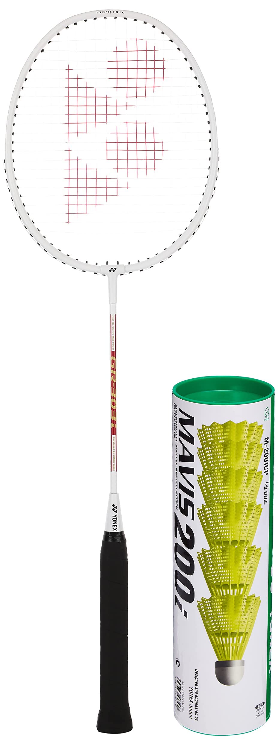 Yonex GR 303i White Aluminium Badminton Racquet with Full Cover(Made in India) & Yonex Mavis 200i Nylon Shuttle Cock, Pack of 6 (Yellow) (B0BB6Q218W) Amazon Price History, Amazon Price Tracker