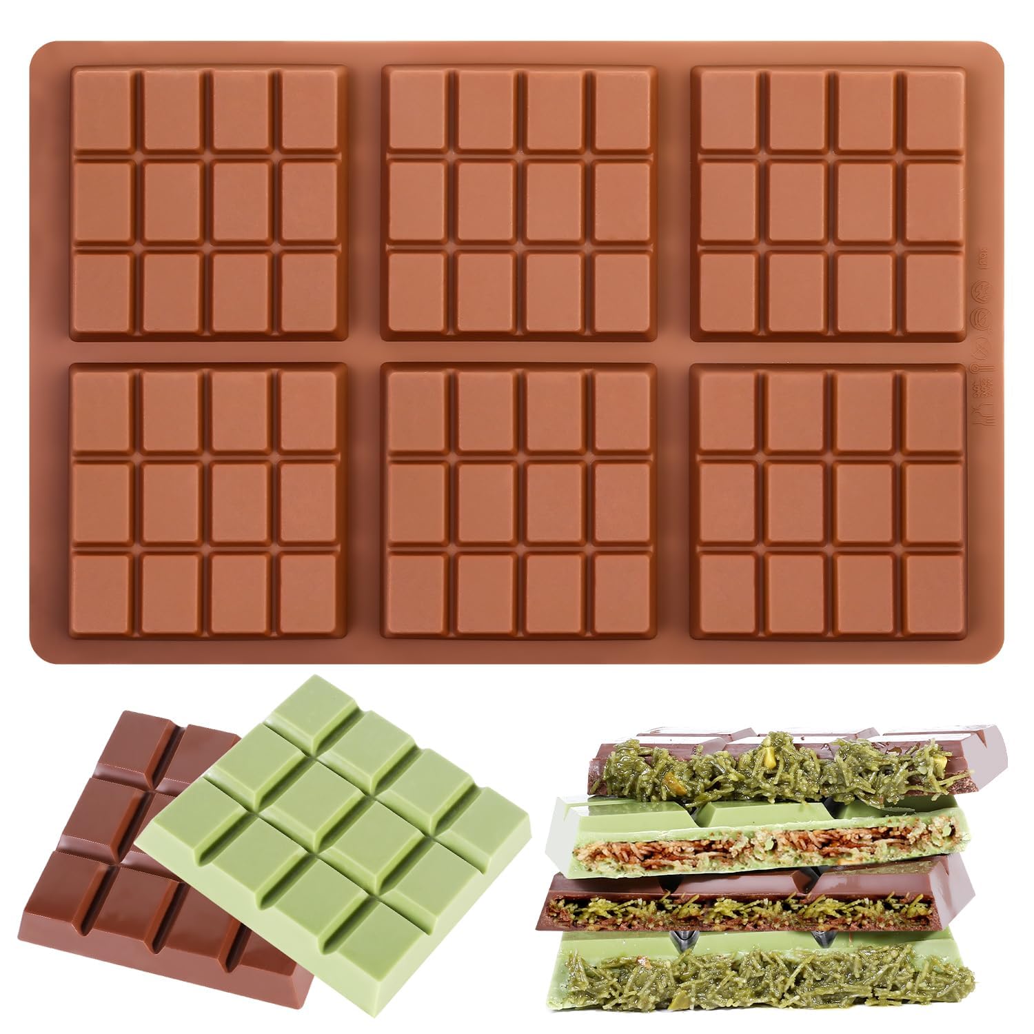 Chocolate Molds - Non-Stick Chocolate Bar Mold, Break Apart Chocolate Bar Maker Food Grade Deep Mold For Knafeh Pistachio Milk Home Diy - 1 Piece