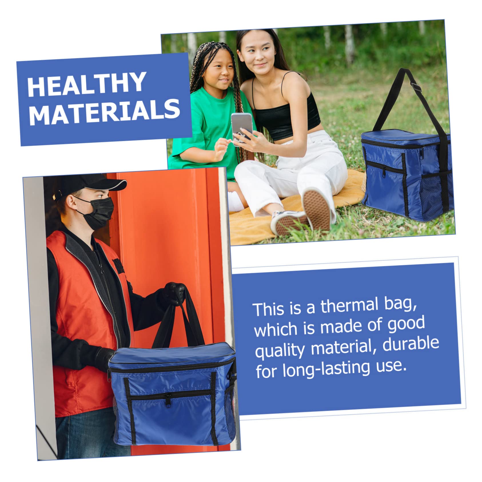 MAGICLULU Bolsa de Almuerzo Oxford Azul para Conservar Calor y Frescura | Tela Oxford, Uso en Picnic y Eventos en Vivo, Formato Compacto para Comida y Fiambrera