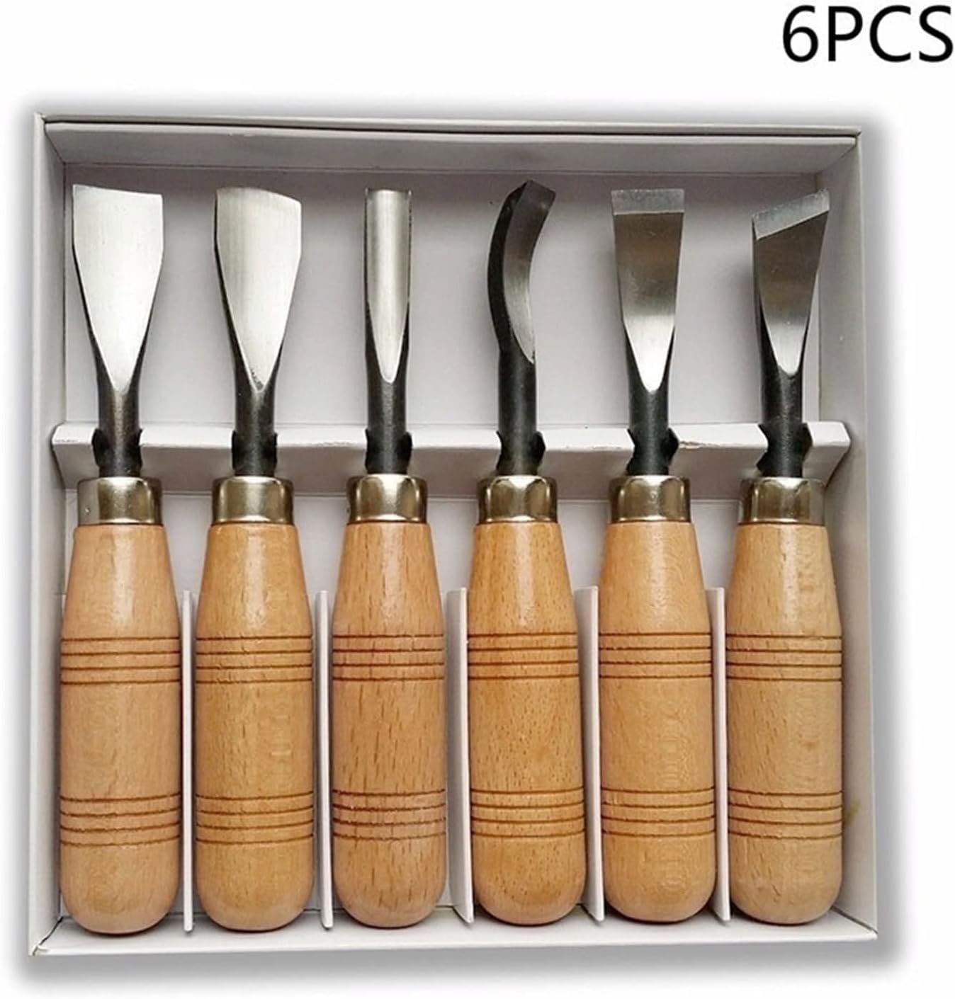 8Pcs/6Pcs Professional Hand Wood Carving Tools Set, Graver Chisel Kit for Woodworking, Gouges with Solid Wood Handles (6PCS-B306)