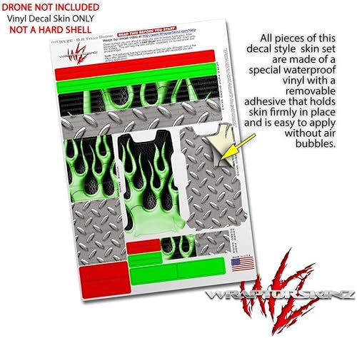Miniatura 4 de Skin Decal Wrap 2 Pack para DJI Ryze Tello Drone Metal Flames Green Drone no incluido